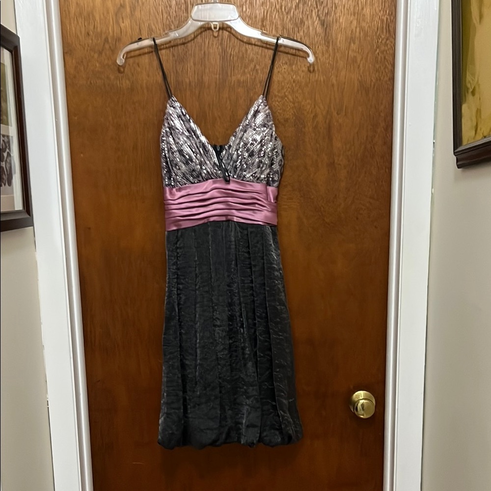 Xscape Silver and Pink Babydoll Mini Dress for Cocktail